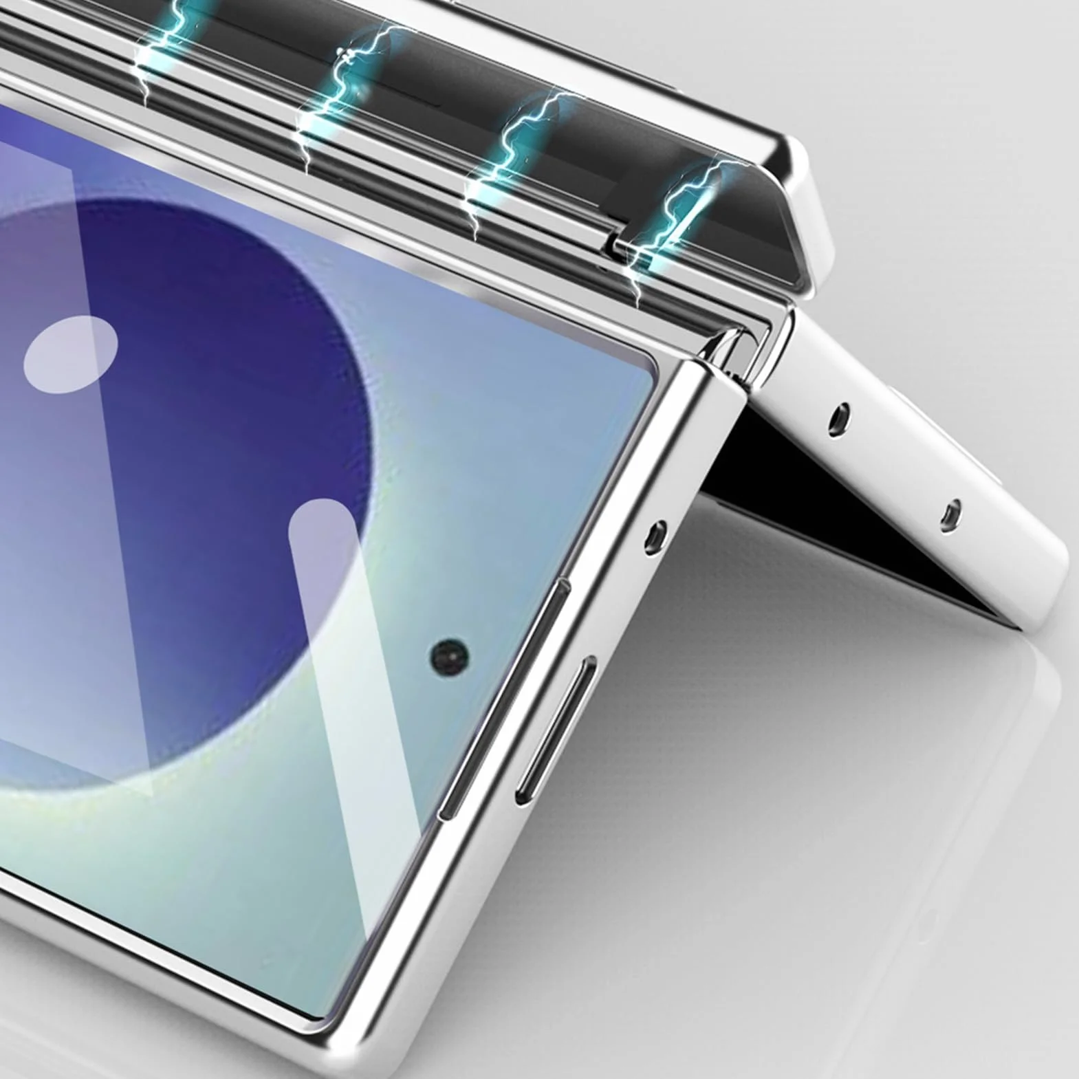 Poszycie etui do Samsung Galaxy Z Fold 8 Ultra, modny zawias uchwyt na długopis | Osłona ekranu ze szkła hartowanego Odporna na zarysowania osłona obiektywu Zawias podpórka
