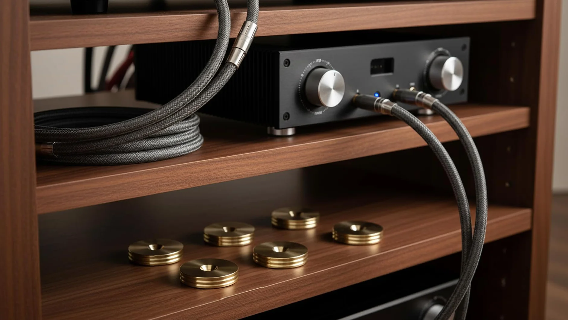 Podkładki tłumiące wibracje głośnika 20 mm mosiądz do stojaka Hi-Fi 8 szt.