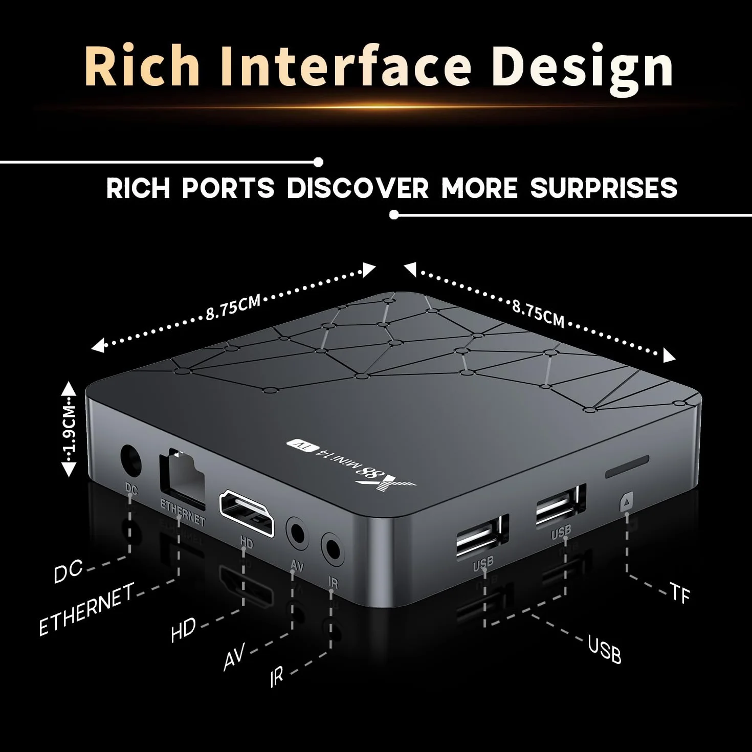 GREVA Android 14.0 TV Box, rozdzielczość 8K UHD, Android Box 2 GB RAM 16 GB ROM RK3518mini Quad-Core 64bit Cortex-A53, 2,4 GHz / 5,0 GHz Dual Wifi6 10/100 M LAN Enternet Bluetooth 5.0 USB 3.0 Smart TV