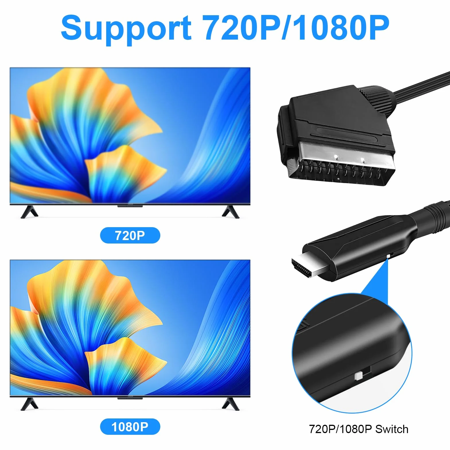 Scart na HDMI adapter konwerter Full HD 1080P
