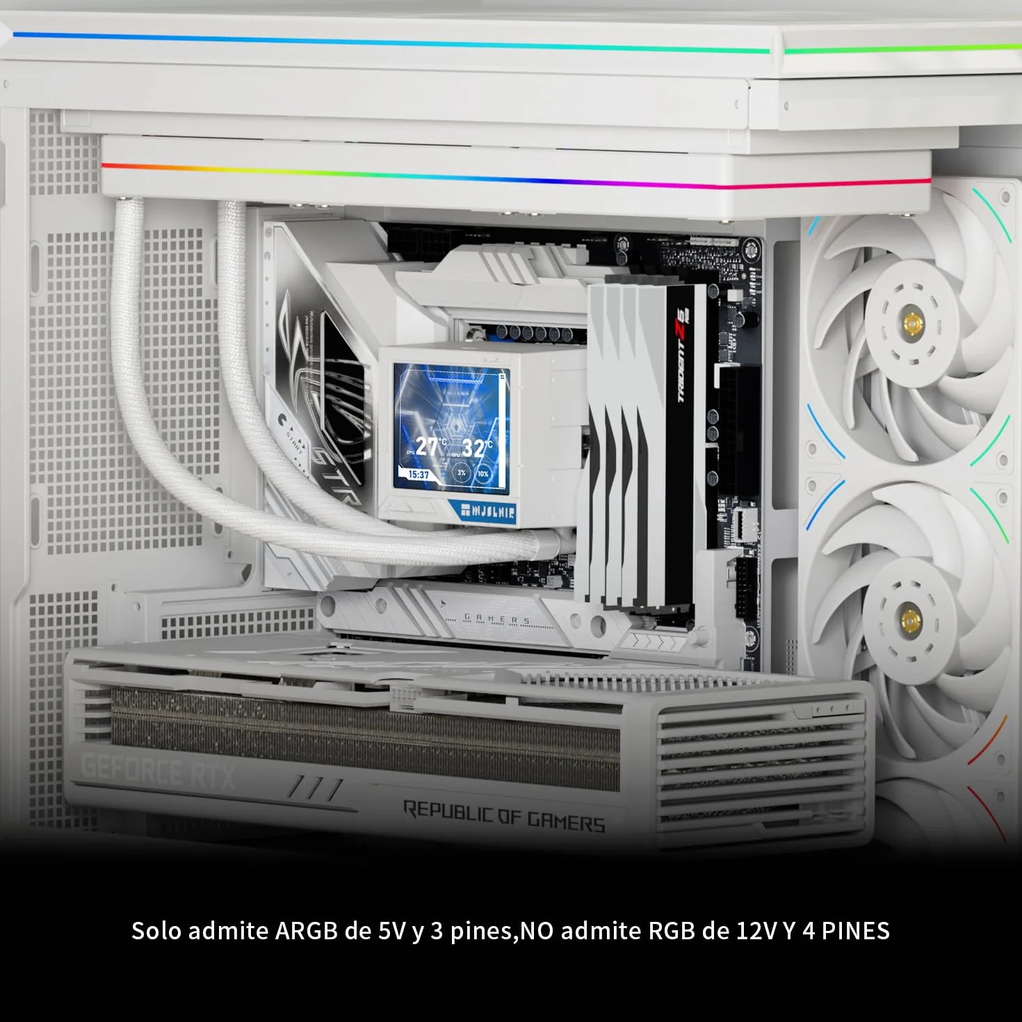 TR Mjolnir Vision 360 UB PRO ARGB Biały CPU-Aio-Chłodnica, 360-Specyfikacja System Chłodzenia Wodoodporny z Wentylatorem Wbudowanym, 3,5" Ekran LCD z Rozdzielczością 640x480 dla AM4/AM5; Intel LGA1700