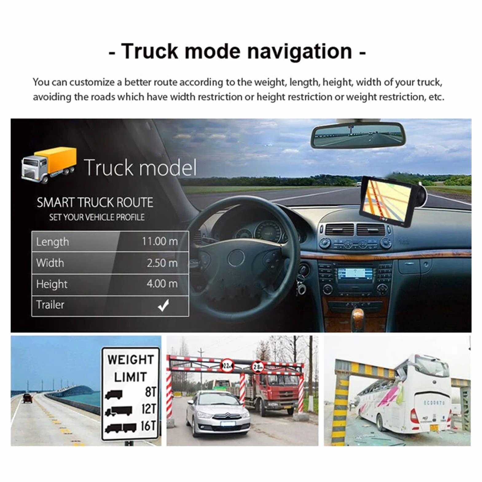 Nawigacja GPS 25. 6m + 8 GB. Samochód ciężarowy GPS Auto Navigator Sat Nav Dotykowy ekran Darmowa aktualizacja Mapa Dla SamochodóW CiężArowych SamochodóW Kempingowych (Size : No Bluetooth AVIN)