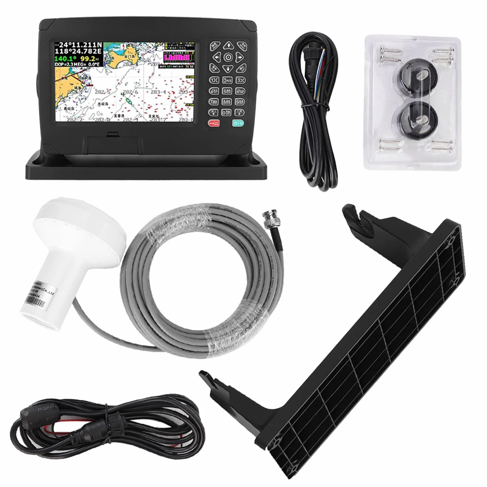 7-calowy kolorowy wyświetlacz Nawigator morski Lokalizator nawigacji GPS z mapą i zestawem do montażu, inteligentnym głosem, śledzeniem pozycji i bezstopniowym podświetleniem