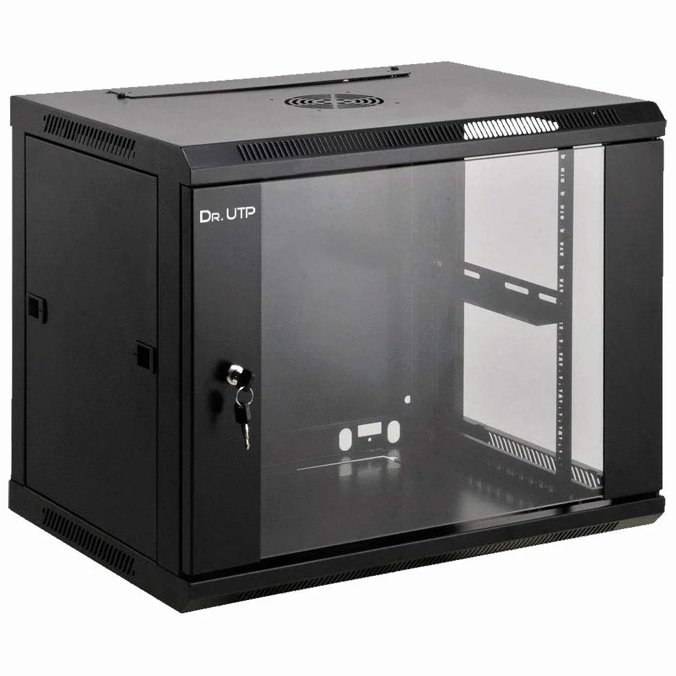 Rack9U600450 szafa na ubrania 19" (9U, 600x450) z komorą, 6-krotna listwa zasilająca i wentylator, kolor czarny