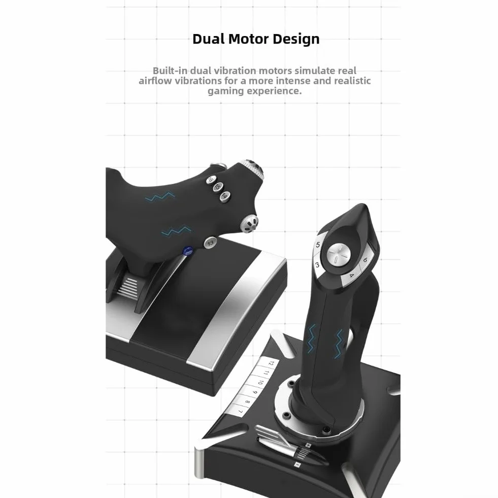 Symulowany kontroler lotu o ergonomicznej konstrukcji i konstrukcji ABS do PC na PS4 i Xbox z responsywnymi przyciskami i kompaktowym rozmiarem 36 x 19 x 25 cm