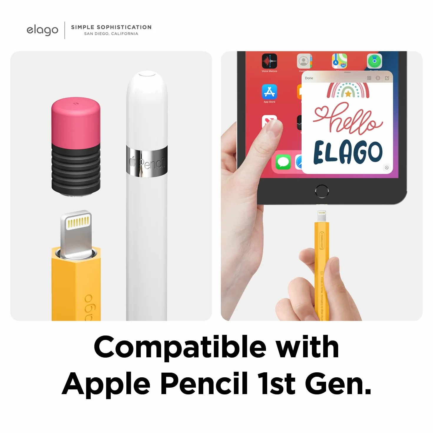 elago Classic Pencil Case Kompatybilny z Apple Pencil First Generation, klasyczny design, trwały silikon (żółty)