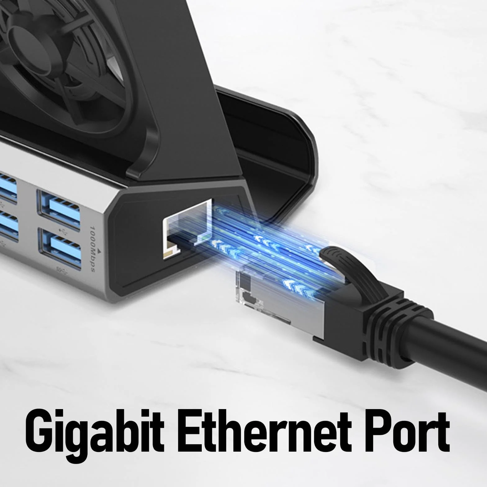 Cosiki Stacja Dokująca Pasująca do Steam Deck i Rog Ally, Uniwersalny Koncentrator USB C 9 w 1 z Dwoma Wentylatorami do Konfiguracji Gier, Stop Aluminium, 1 Jednostka