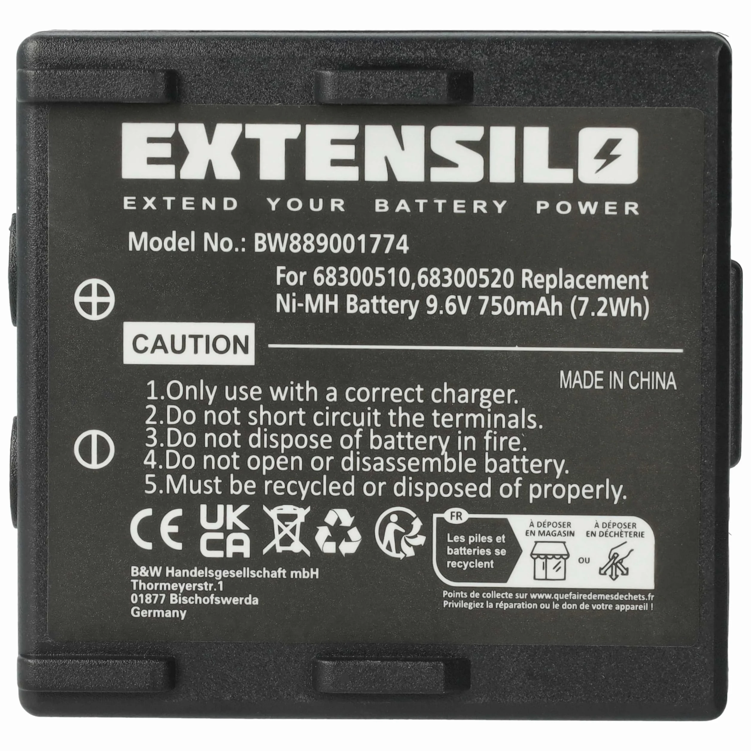 5 x bateria zastępuje Potain 68300520 do sterowania radiowego, pilota zdalnego sterowania (750 mAh, 9,6 V, NiMH) - czarny