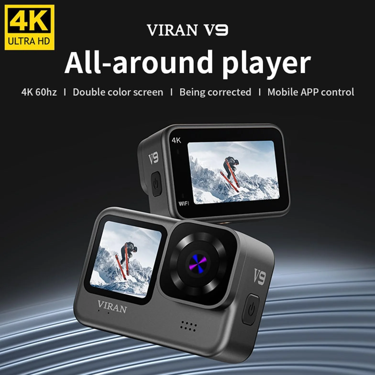 4K/60FPS WiFi Anti Shake Action Camera V9 Z Ekranem Zdalnego Sterowania Wodoodporna Szerokokątna Kamera Sportowa Wysoka Rozdzielczość(XJ-V9)