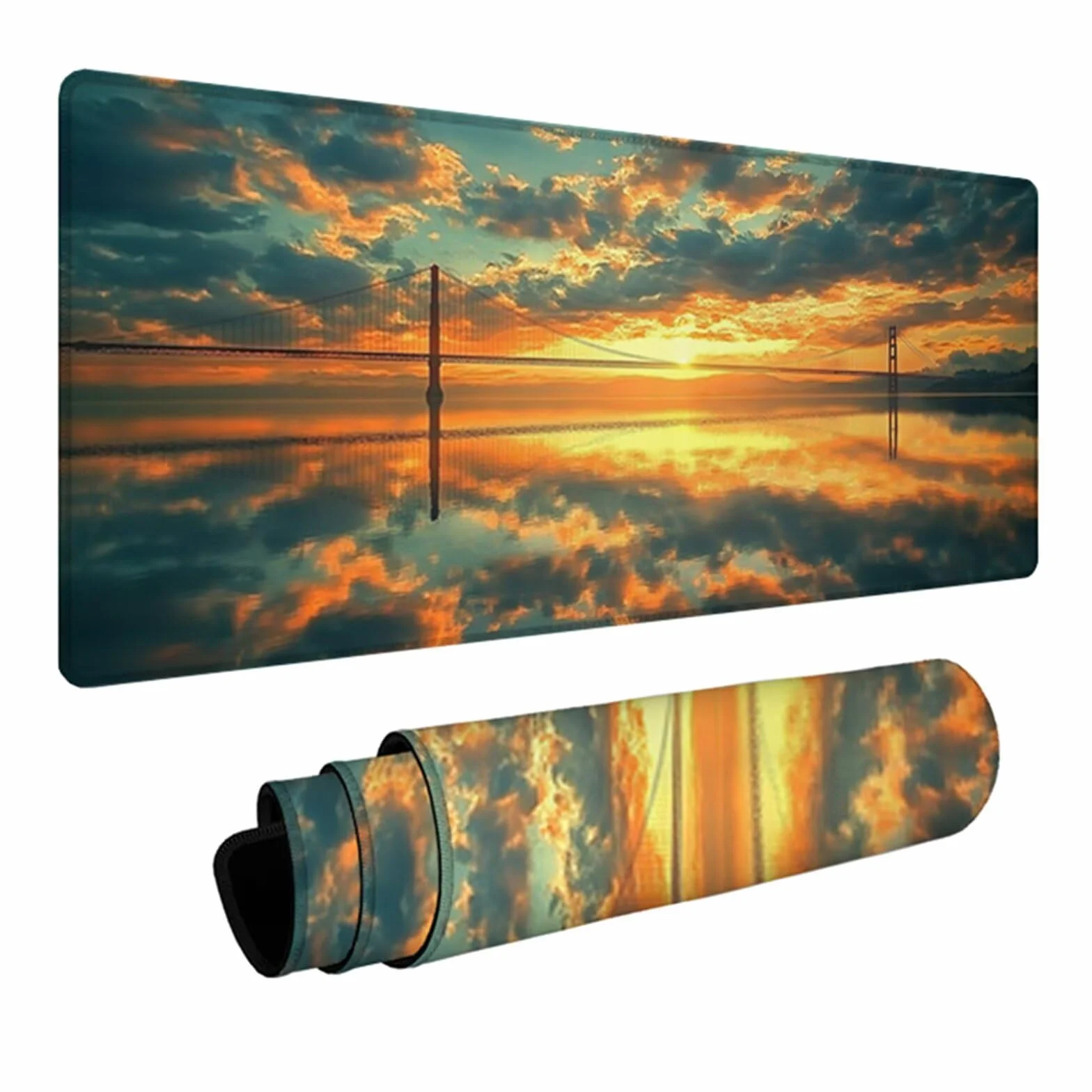 Podkładka pod mysz z zachodem słońca XXL, duża podkładka pod biurko 1200x600x3mm krajobraz, wysoka precyzja i szybkość myszy pad, mata biurkowa z gumową podstawą, akcesoria do gier, do laptopa
