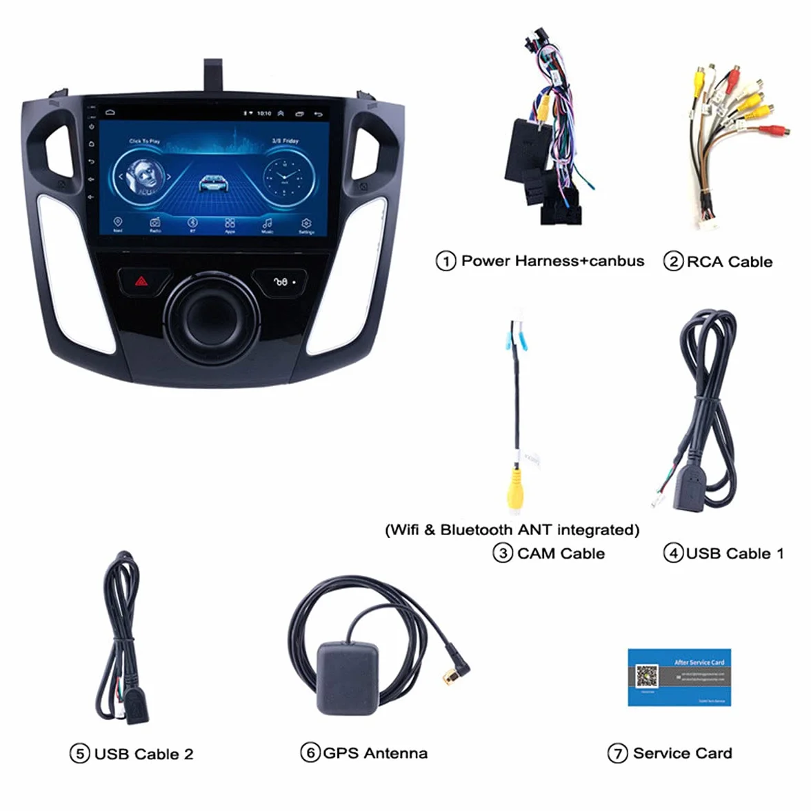 Nawigacja GPS do samochodu 9-calowy ekran dotykowy HD, 1G RAM Pojazdu GPS System nawigacji Nawigacja Nawigacja dla Focus 2012-2015, aktualizacja mapy Lifetime za darmo