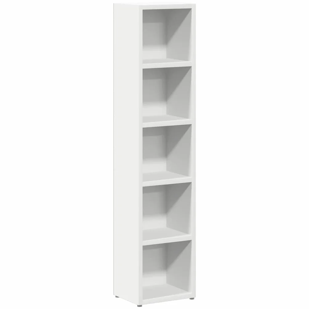 Półki na płyty CD 2 szt. białe z materiału drewnopochodnego, 21 x 16 x 93,5 cm, miejsce na 80 płyt CD, smukłe przechowywanie multimediów do salonu, kina domowego i porządku