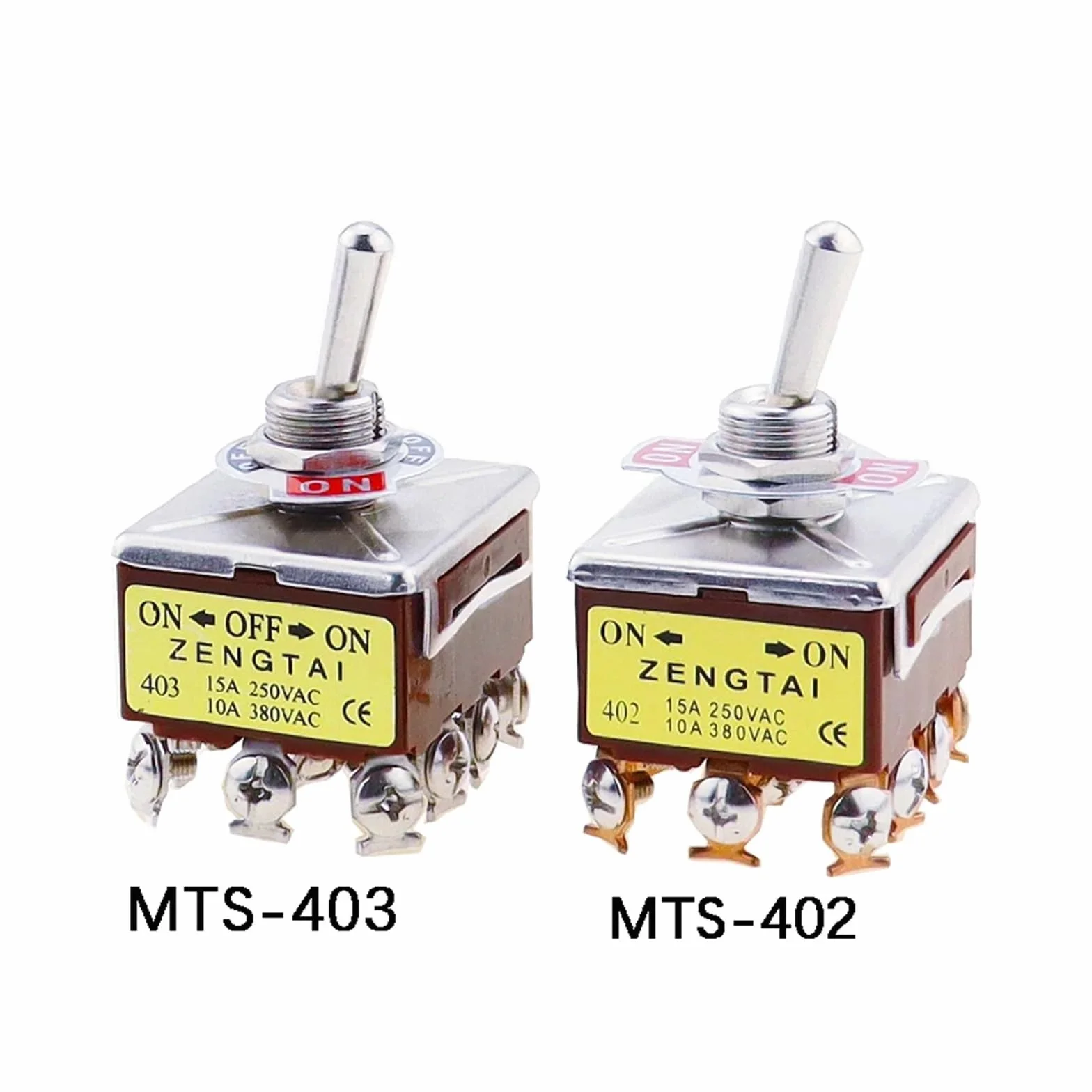 E-TEN 403 przełącznik kołyskowy ON-OFF-ON 12Pin 12mm 250V 15A srebrny styk miedziany
