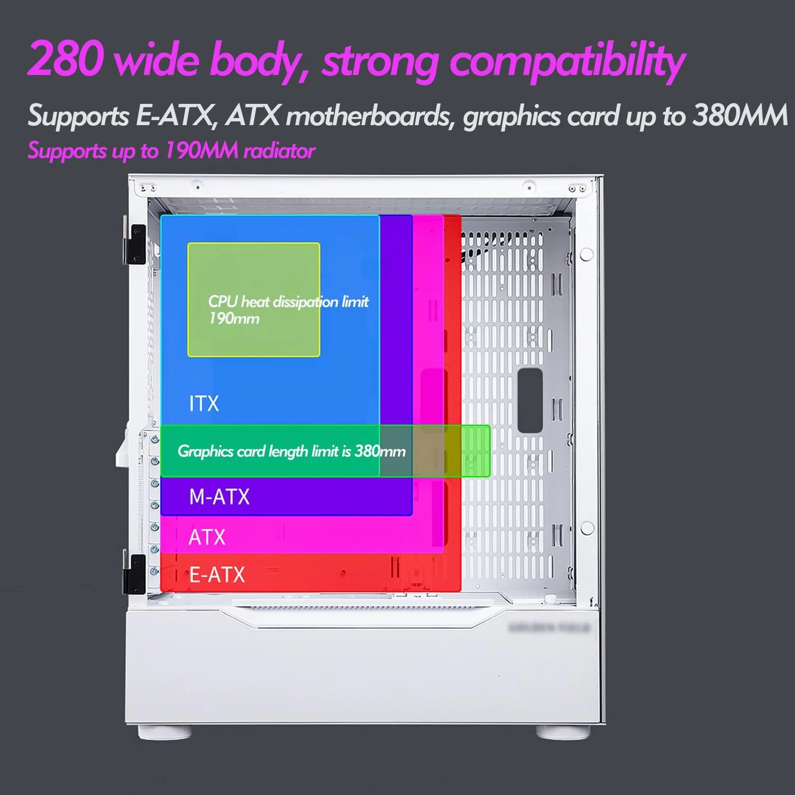 Obudowa Komputera Typu Mid-tower E-ATX, ATX, M-ATX, ITX, Panele Boczne Ze Szkła Hartowanego, Pionowy Uchwyt GPU Do Obudowy Komputera Stacjonarnego(White)