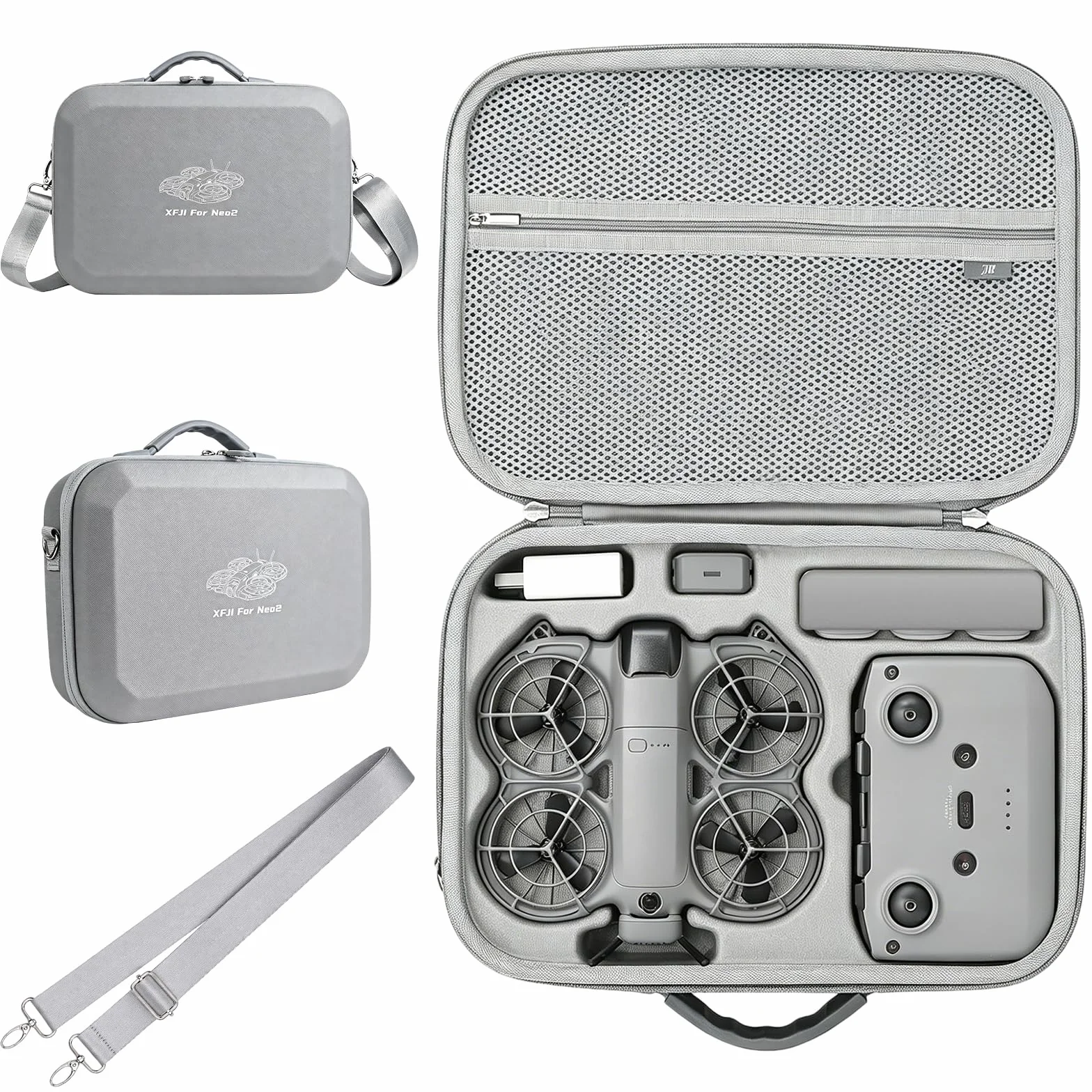 Etui na DJI Neo 2 Torba, Etui PU Przenośne na DJI Neo 2 Fly More Combo Akcesoria, dla Kontrolera RC-N3/Baterii Neo2, do Przechowywania/Ochrony Drona