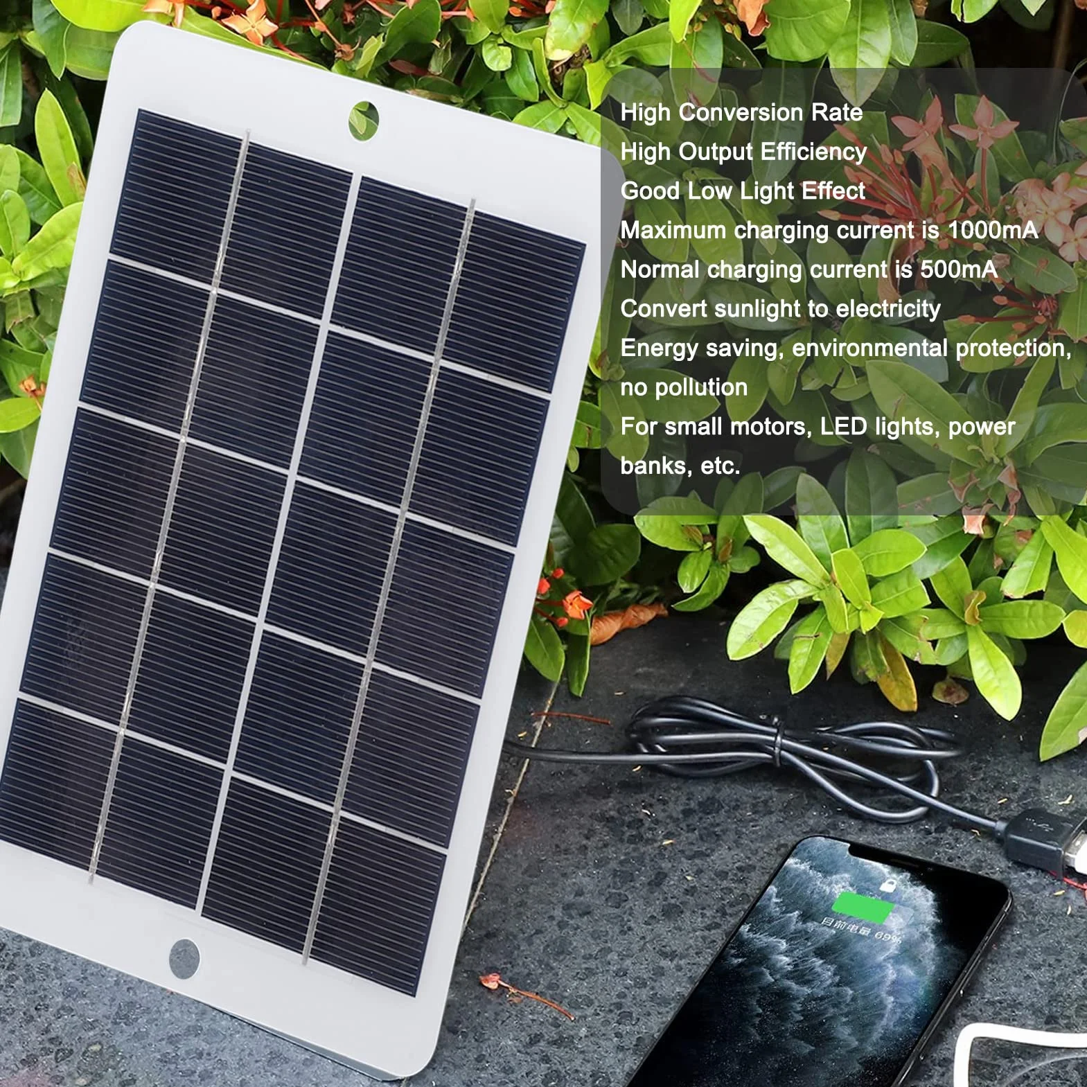 Mini Wodoodporny Panel Słoneczny 3W 5V Przenośna Ładowarka Solarna