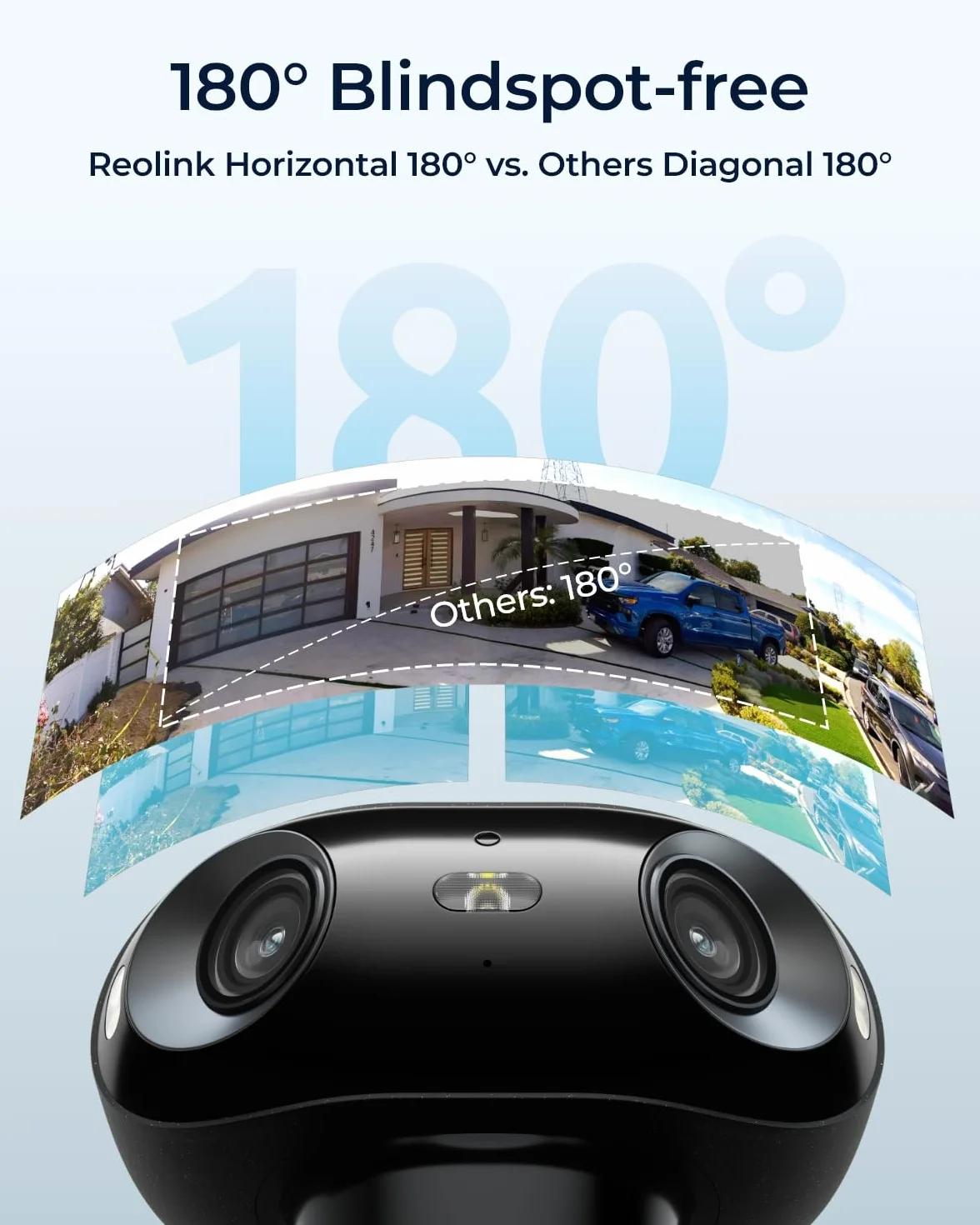 Reolink 4K Wi-Fi Kamera Zewnętrzna z Bateryjnie, Podwójny Obiektyw F1.0, Widok 180°, Bezprzewodowa Kamera do Monitoringu Zewnętrznego, Kolorowy Noktowizor, Argus 4 Pro z Panelem Słonecznym, Czarny