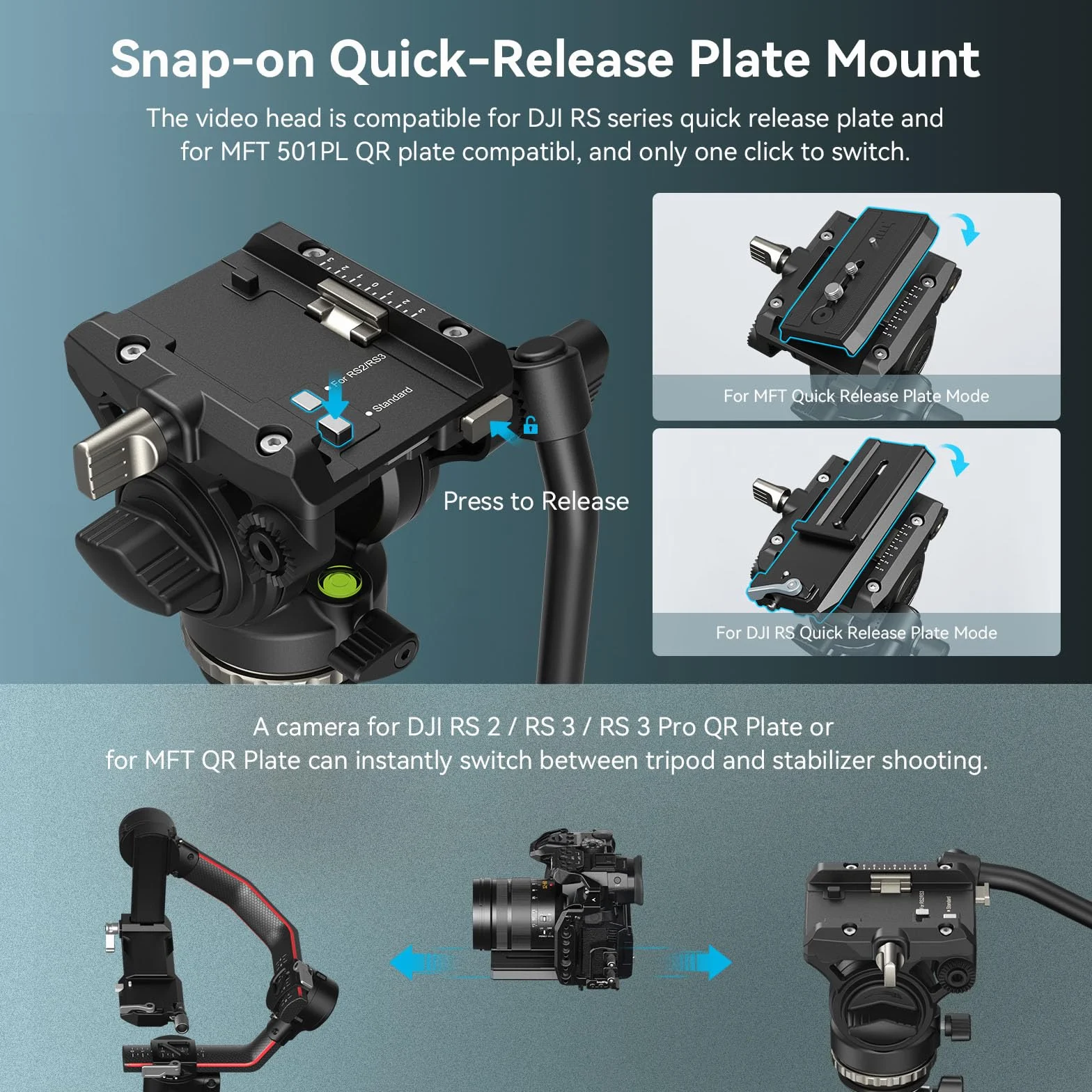 SMALLRIG Statyw wideo AD-50Pro Heavy Duty, lekki statyw z włókna węglowego z jednostopniową regulacją wysokości FreeSpeed, głowicą płynną, dwutrybową płytą QR, wagą 7 funtów, do 13,2 funta-4420