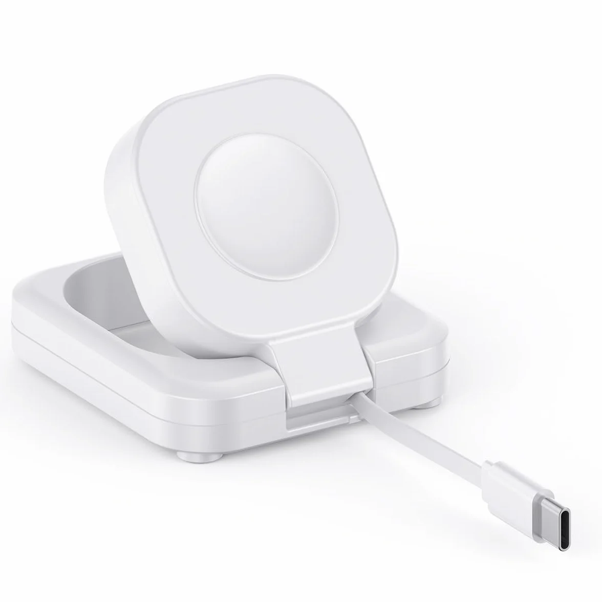 Magnetyczna stacja ładująca Apple Watch, 5 W, bezprzewodowa, szybka ładowarka iWatch z kablem USB C, tryb nocny, do Apple Watch Ultra 2/10/9/8/7/6/SE/SE2/5/4/3/2, przenośny, podróżny, chowany, biały