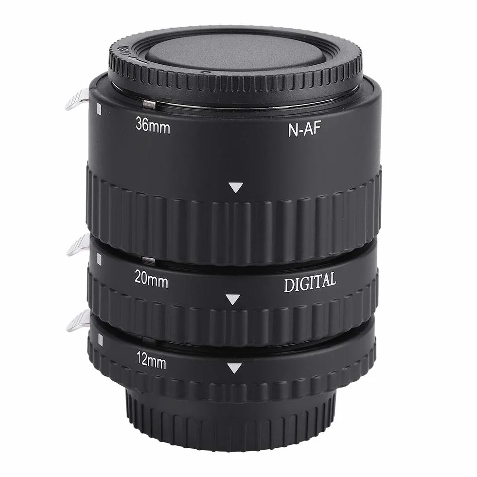 Pierścień adaptera obiektywu, 12 mm + 20 mm + 36 mm automatyczna rura przedłużająca obiektyw makro do lustrzanek cyfrowych z mocowaniem F(N-AF-B)