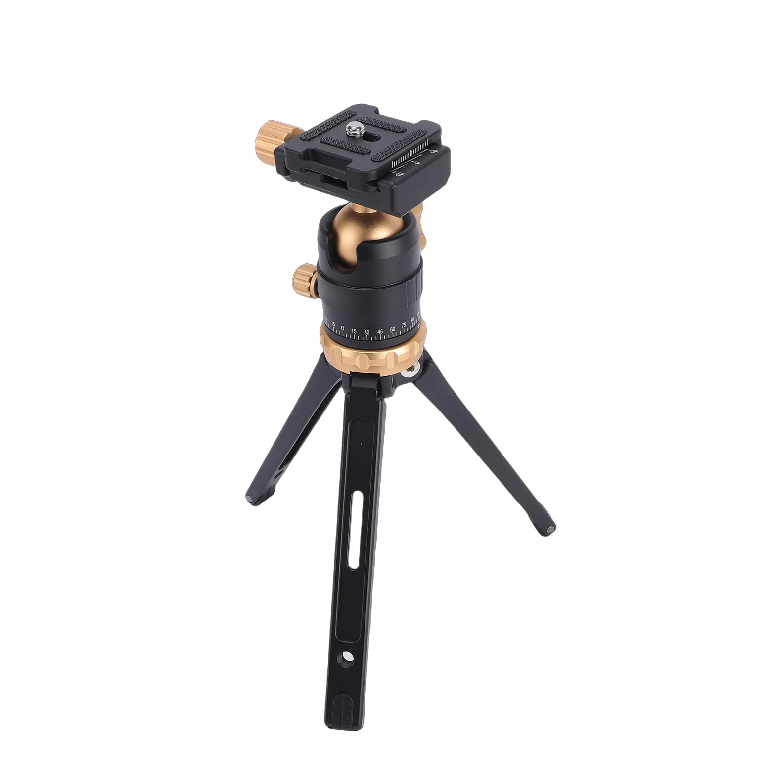 Fabater Mini Statyw, Statyw Stacjonarny z regulacją Wysokości i płytką Szybkiego Uwalniania z głowicą kulową 360° do Vlogowania z kamerą sportową DSLR (GOLD)