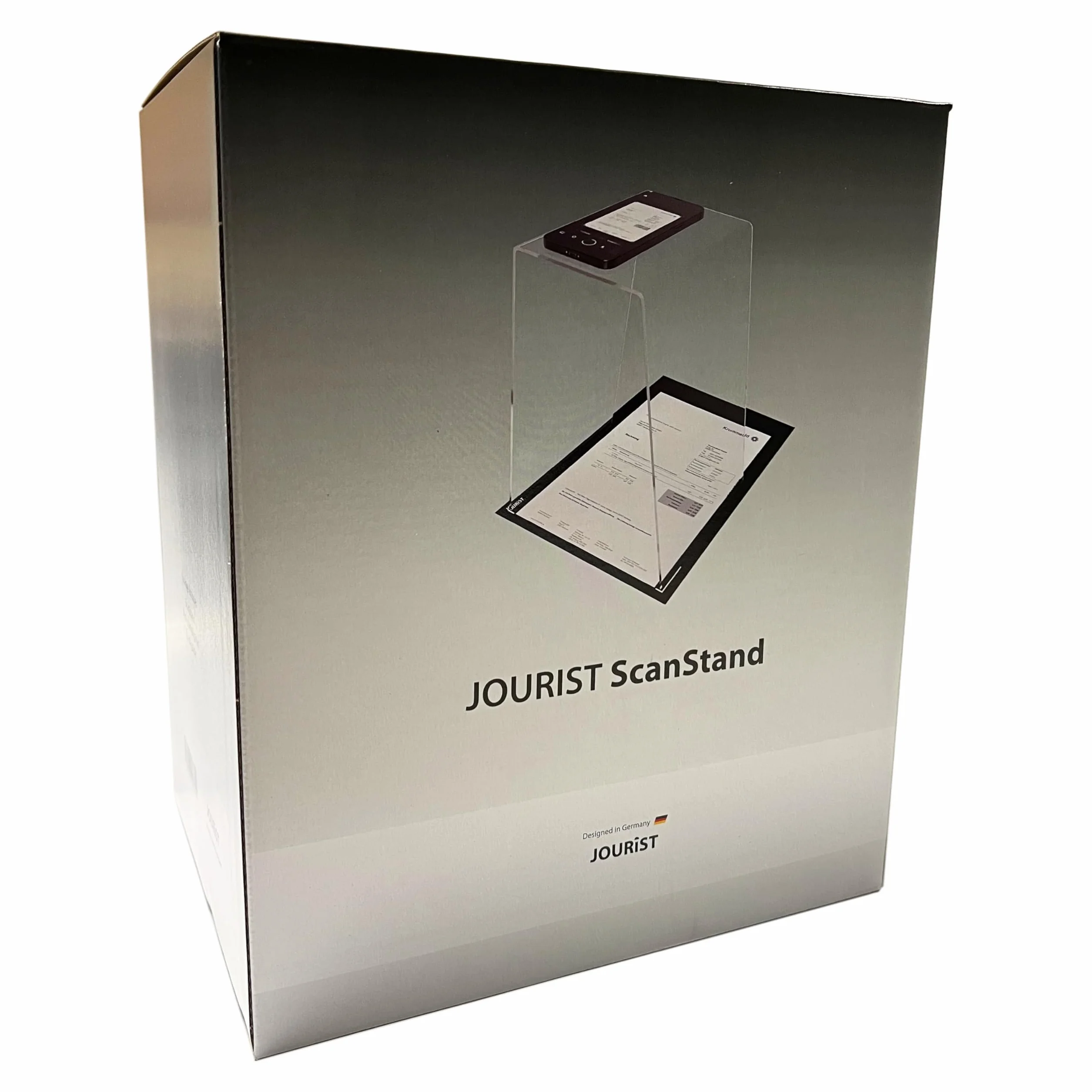 JOURIST ScanStand – skanuj dokumenty, paragony, notatki i wizytówki za pomocą smartfonów i telefonów komórkowych. Czarna mata zapewnia optymalne wykrywanie krawędzi.