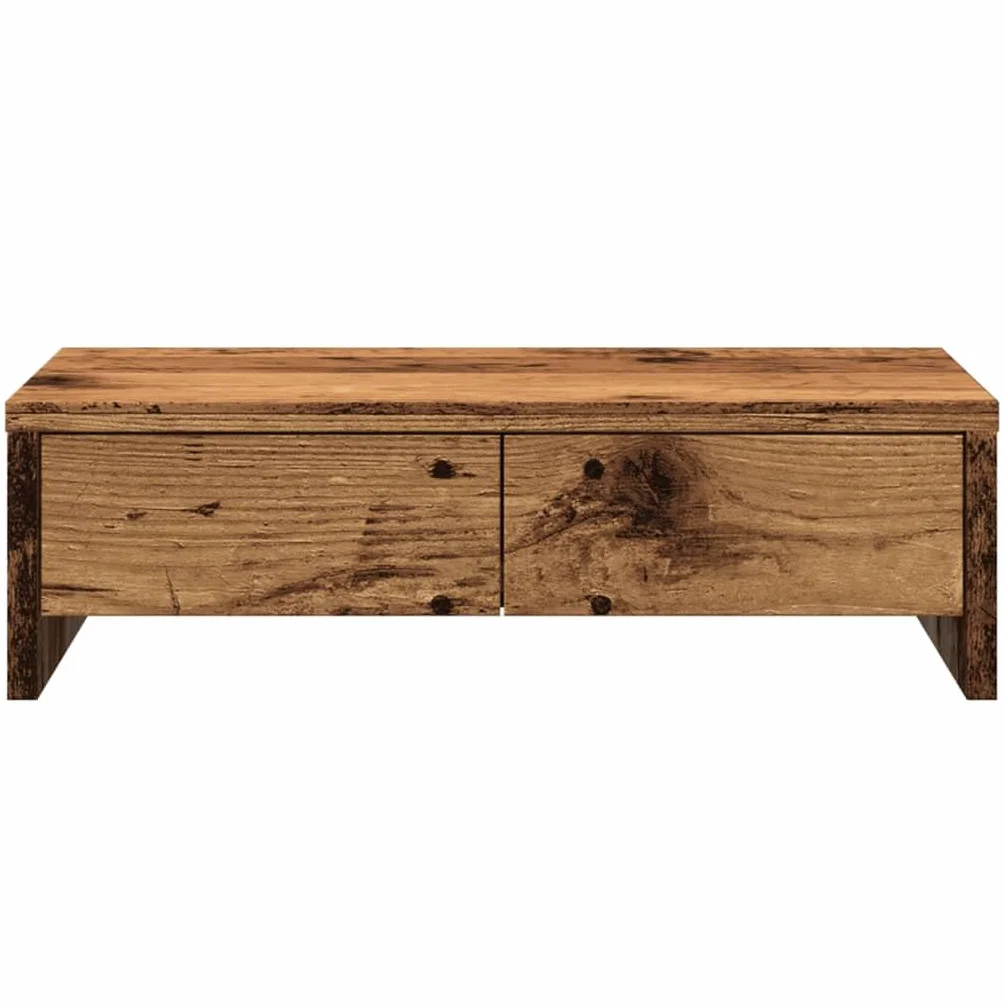 vidaXL Podstawka pod monitor z szufladami, stare drewno, 50x27x15 cm