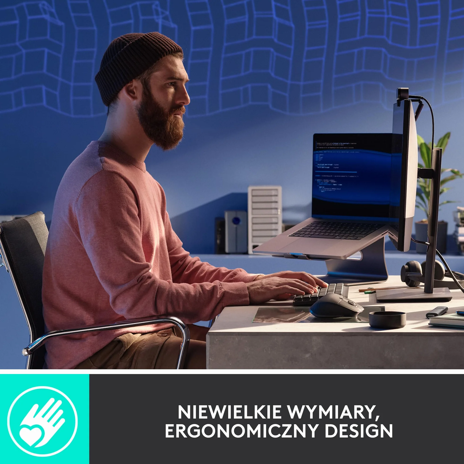 Logitech MX Mechanical Bezprzewodowa Klawiatura Mini podświetlana klawisze Tactile Quiet, Bluetooth, USB-C, macOS, Windows, Linux, iOS, Android, Metal, QWERTY układ US international - Szary