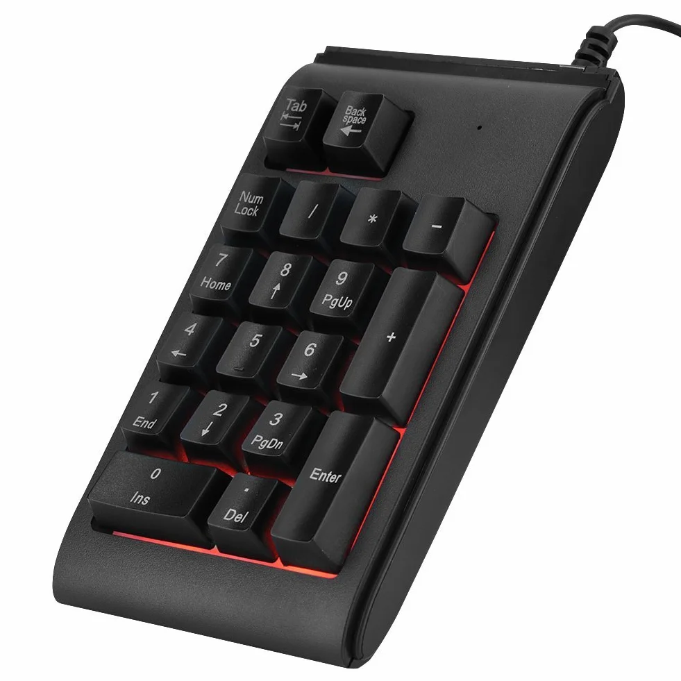 Vbestlife Klawiatura numeryczna USB, 19 klawiszy 3 kolorowe przenośna numeryczna, mini podkładka pod przewody, mechaniczna klawiatura do gier do laptopa komputera stacjonarnego PC