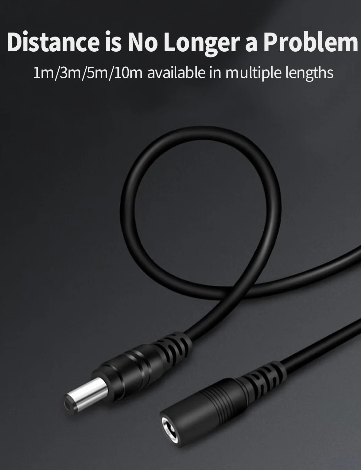 Tonton Przedłużacz CCTV 10 m 2,1 mm x 5,5 mm żeński na męski 12 V DC czarny