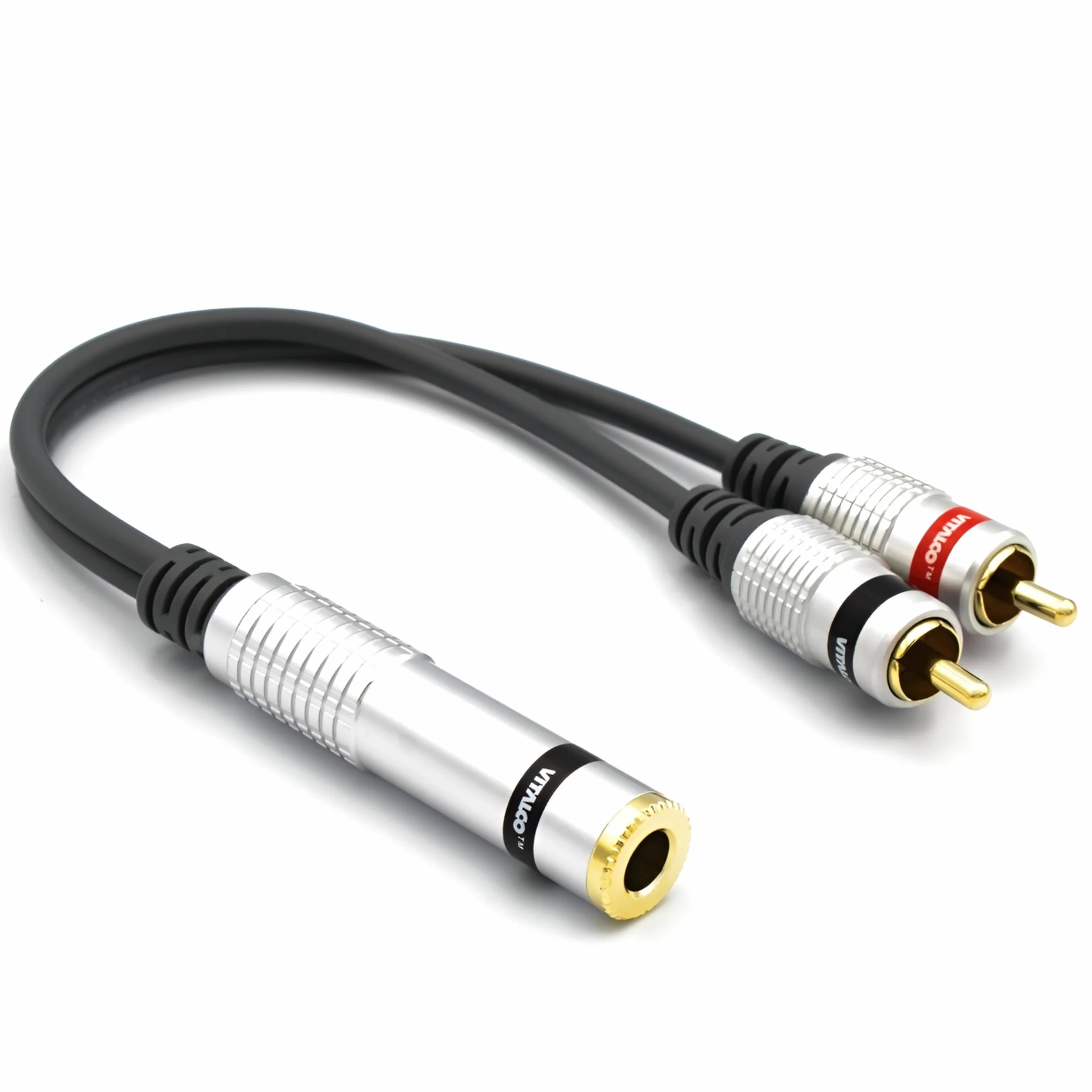 Adapter Jack 6,3mm Stereo TRS na 2x Wtyk RCA Vitalco Przejściówka 6.3 na 2RCA cinch Kabel Audio