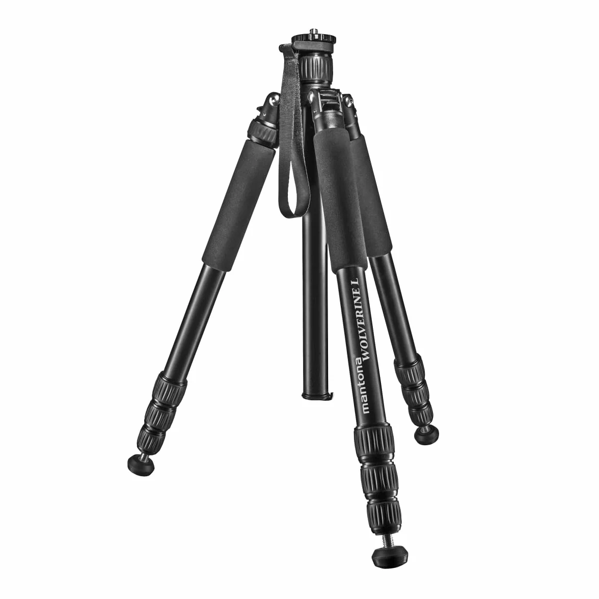 Mantona Wolverine L 284 statyw do aparatu, aluminium, statyw fotograficzny do 15 kg, regulacja wysokości do 166 cm, statyw z kolcami, ważką, lampa LED, może być używany jako statyw trójnożny i