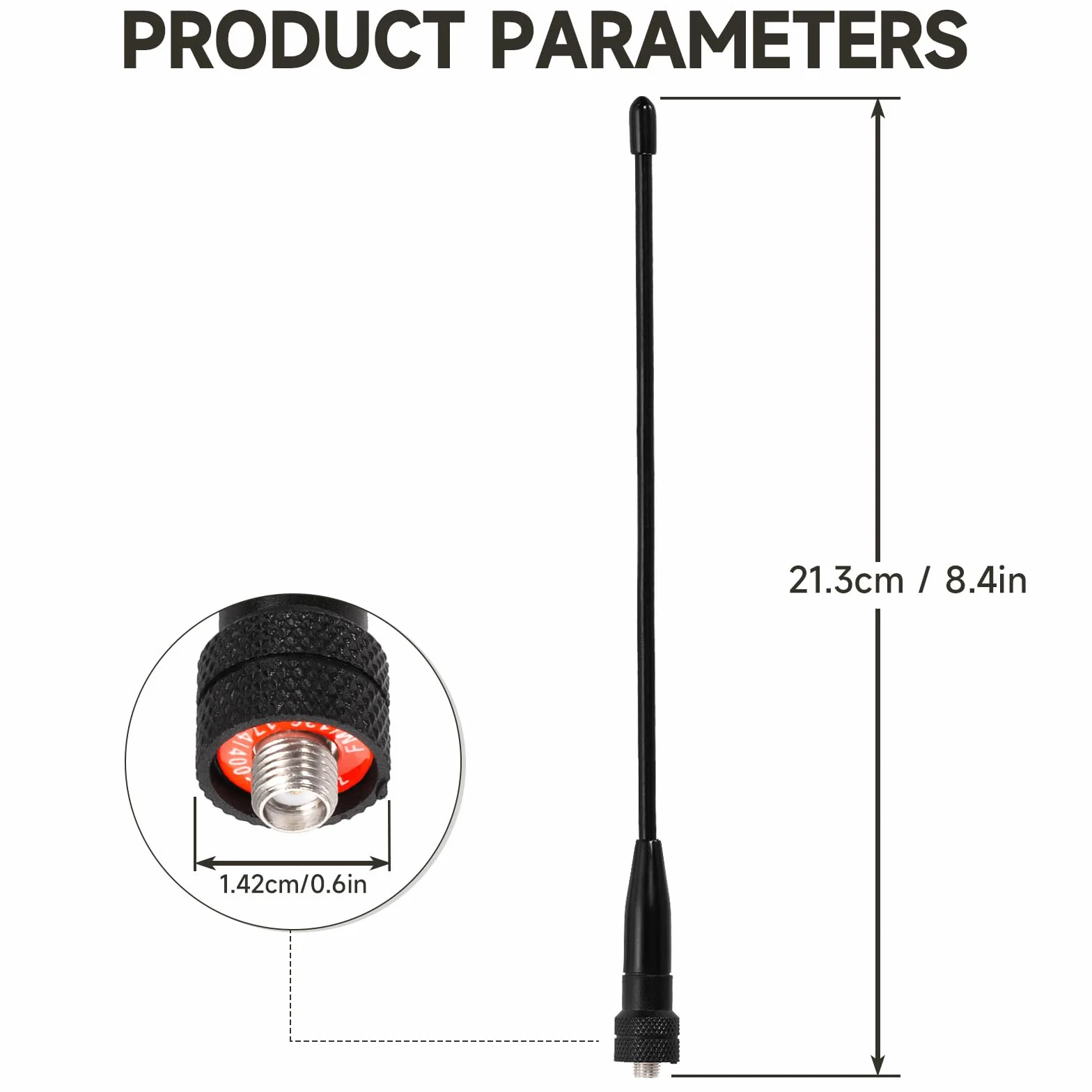 Superbat Antena wysokiego zysku 2,15 dBi VHF/UHF136-174MHz/400-470 MHz miękka antena dwuzakresowa złącze SMA kompatybilna z UV5R, UV5RA, UV-5RB, 5RC itp