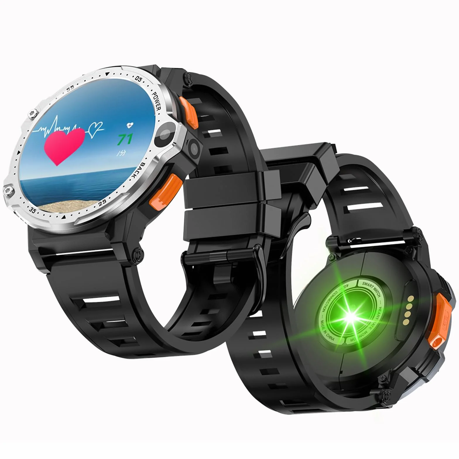 Sportowy inteligentny zegarek 4G, Android 8.1 SIM, z podwójną kamerą, pulsometrem, nawigacją GPS, trybami Multi-Sport, płatność offline, prezenty dla mężczyzn