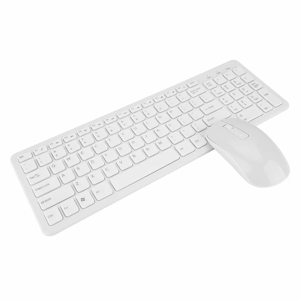 Bezprzewodowa klawiatura i mysz, 108 klawiszy, wielofunkcyjna, bezprzewodowa klawiatura 2,4 G, wysoka czułość, bez opóźnień, dla 7/8/10/XP/Vosta itp., czarna, niebieska, różowa, biała