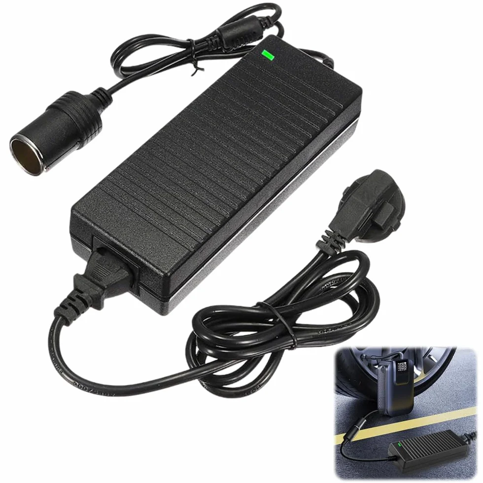Przetwornica napięcia 220 V na 12 V, adapter sieciowy 12 V 15 A, adapter do gniazda zapalniczki samochodowej, nadaje się do sprężarek powietrza, przenośnych lodówek, wentylatorów samochodowych