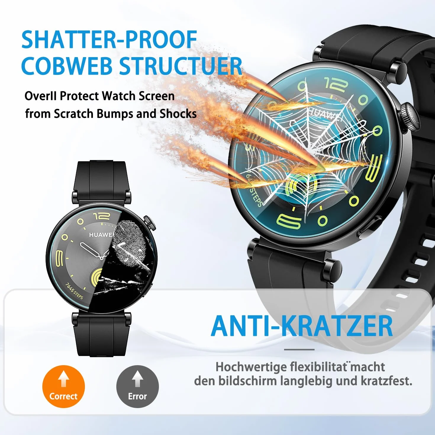 Diruite 4 Sztuki Ochraniacz Ekranu do Huawei Watch GT 4 41mm,HD Szkło Hartowane Folia Ochronna do Huawei Watch GT 4 41mm Smartwatch[Anti-Scratch]