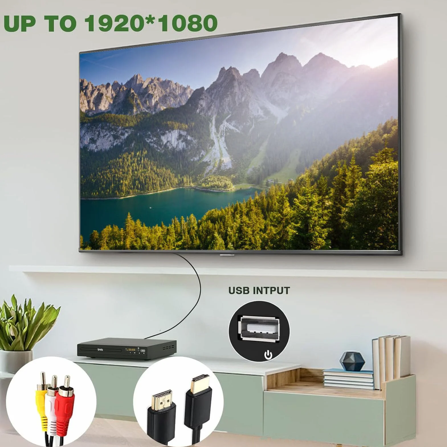 Odtwarzacz DVD, Skalowanie do 1080P dla Wszystkich Regionów, Kompatybilny z USB 2.0 i, Obsługuje Wiele Formatów Płyt i NTSC PAL, do Kina Domowego i Filmów Międzynarodowych (wtyczka UE)