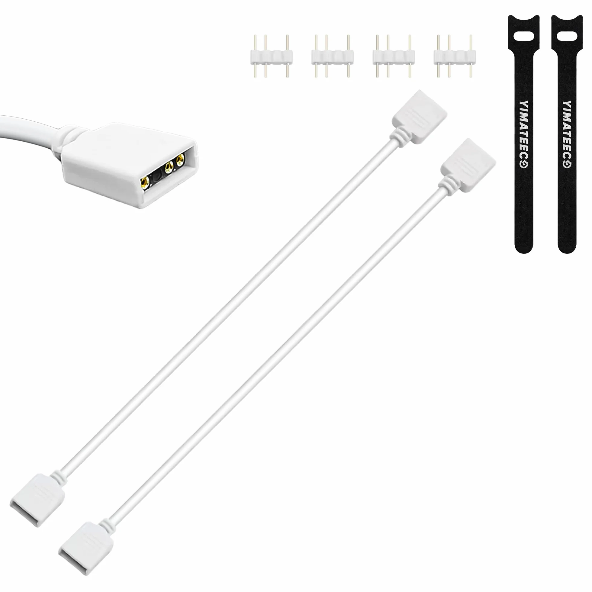 ARGB Przedłużacz 5 V, 3-biegunowy, adresowalny kabel rozdzielający ARGB, gniazdo na gniazdo, rozdzielacz LED, kabel synchroniczny do chłodnicy CPU i serii LED (30 cm, 2 szt., 1 na 1, biały)