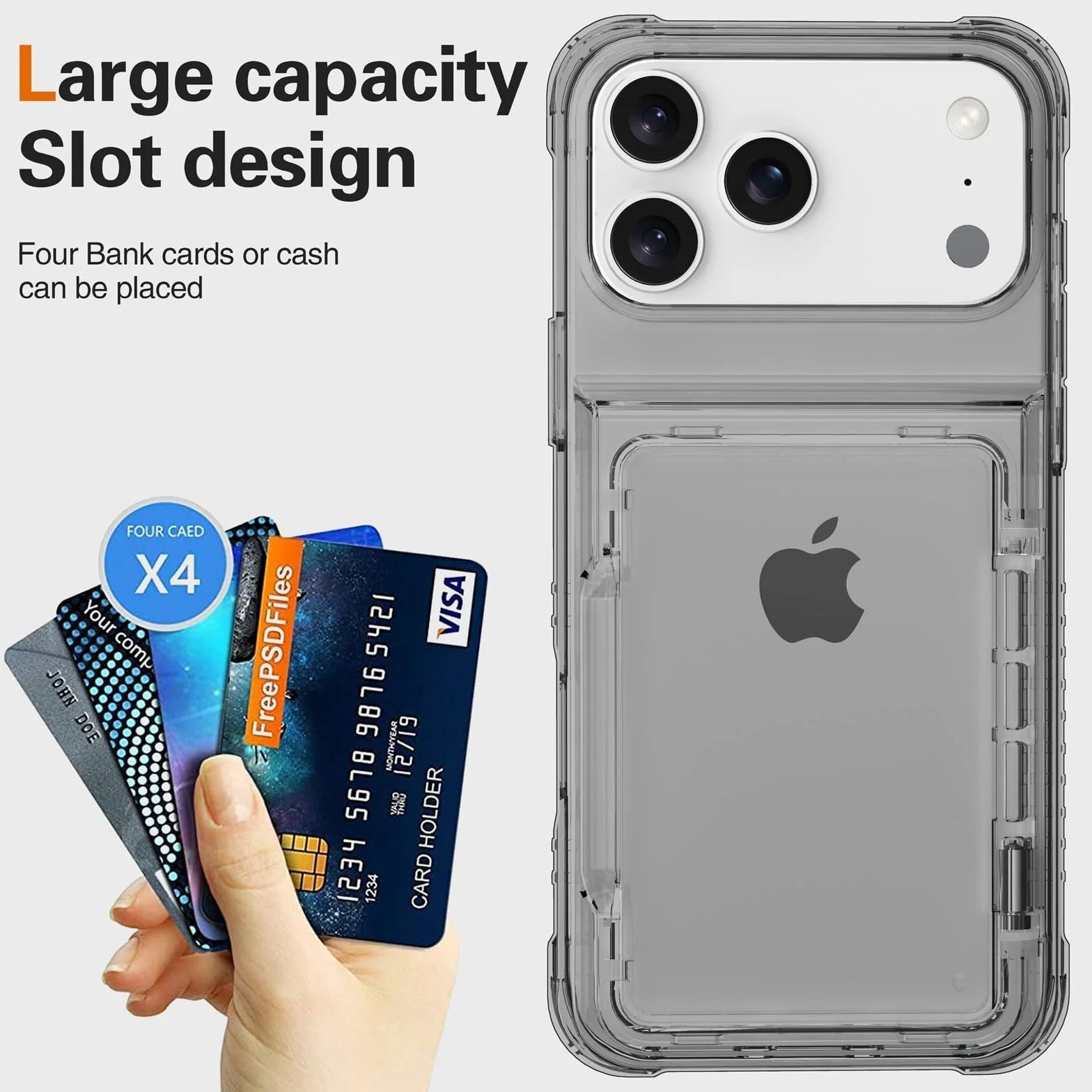 Generic etui kompatybilne z iPhone 17 PRO (kolor: przezroczysty) stojak na karty twardy tył twardy silikon przezroczyste etui