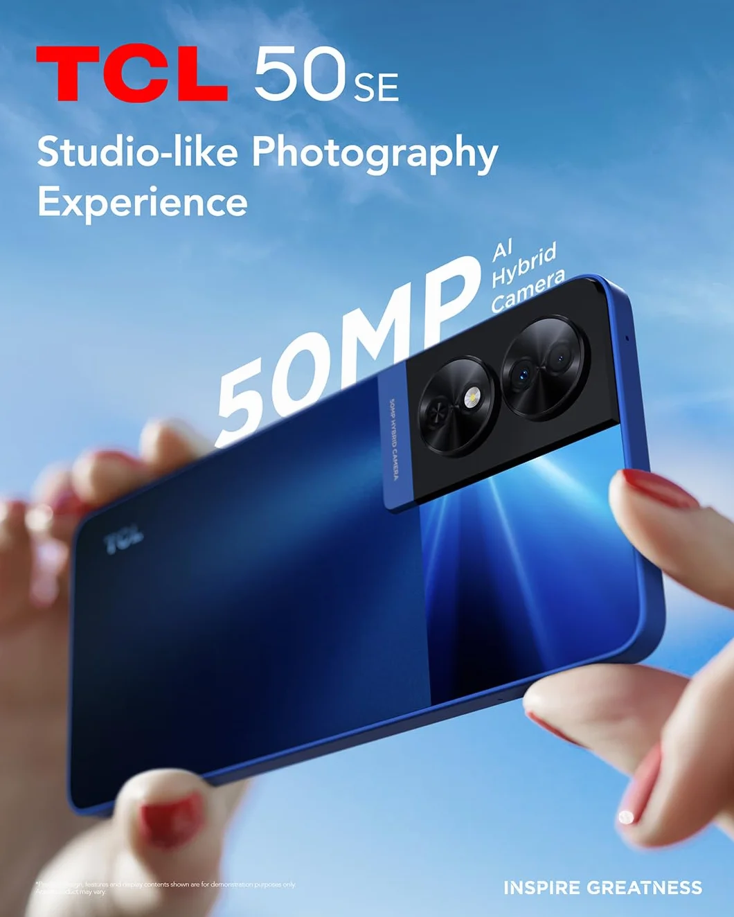 TCL 50SE smartfon 4G, wyświetlacz 6,78", FHD+ 90 Hz, 256 GB, 12 GB RAM (6 GB + 6 GB RAM Expansion), hybrydowy aparat 50 Mpx, system Android 14, bateria 5010 mAh szybkie ładowanie, Dual Sim, niebieski