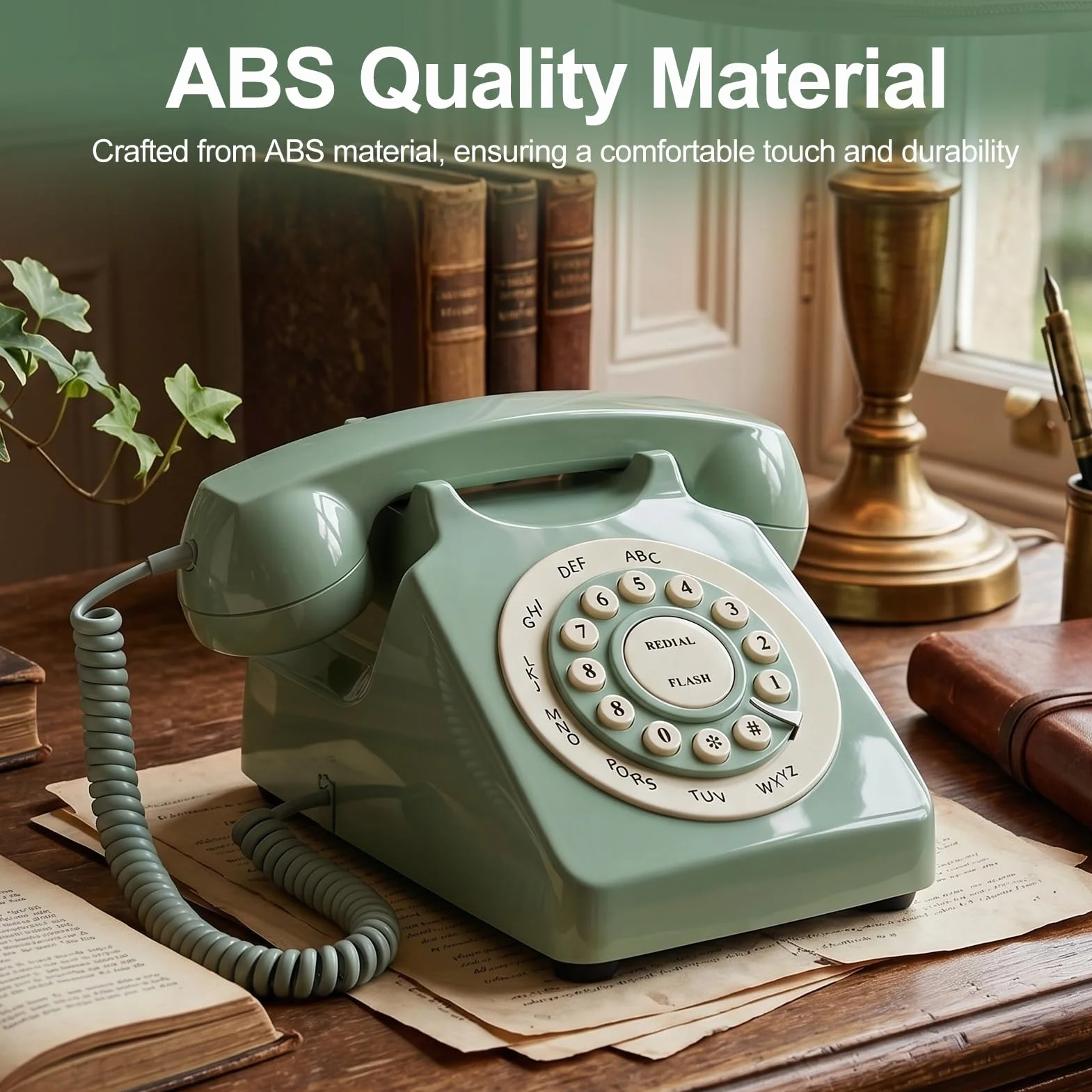 Antyczny Europejski Telefon Vintage, Zielony Telefon Stacjonarny z Dużymi, Wyraźnymi Przyciskami i wysoką jakością połączeń, do Domowego Biura