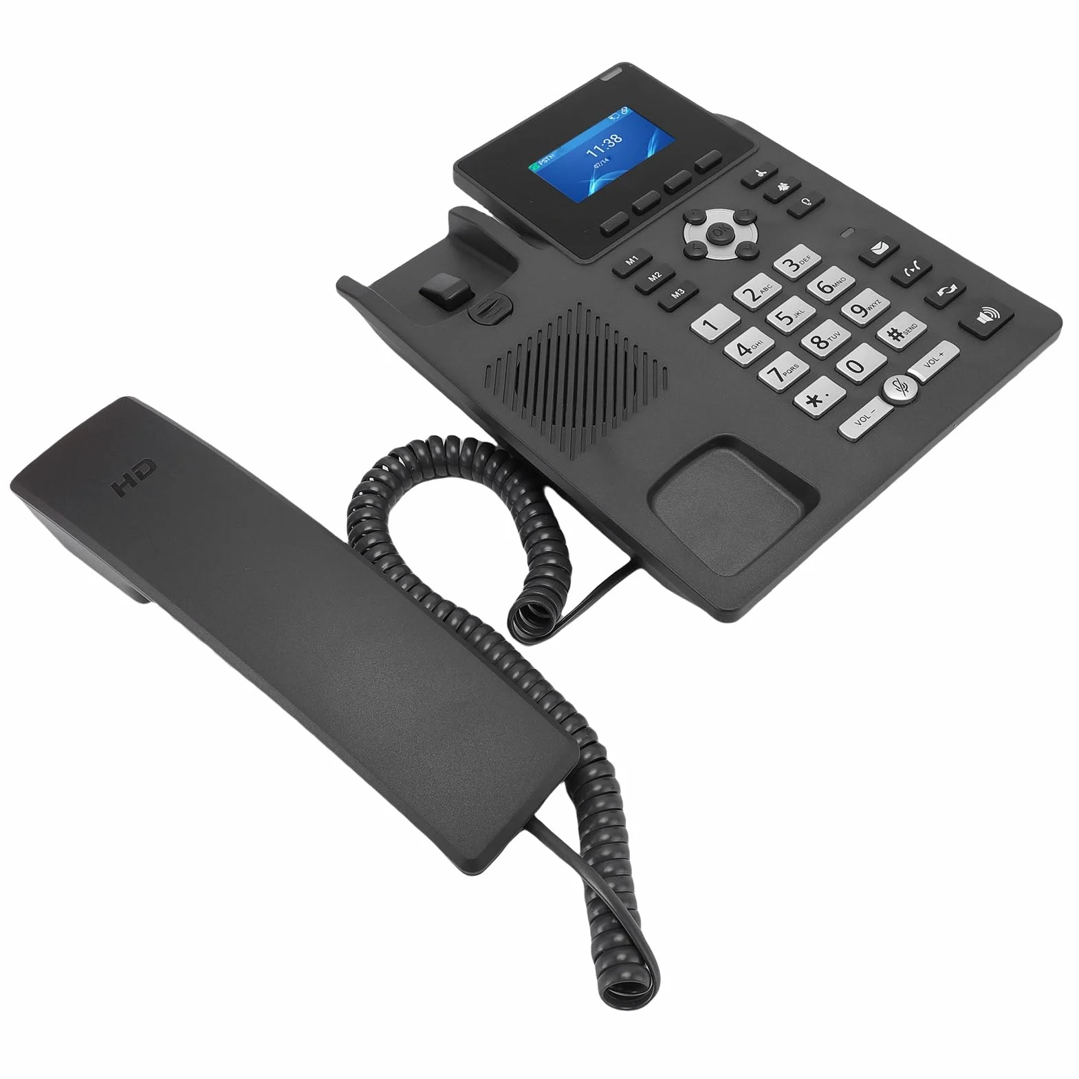 Biznesowy Telefon IP z 2 Liniami, Podwójny System VoIP Gigabit Ethernet, Urządzenie do Komunikacji Audio z redukcją Szumów, Zasilanie PoE i Kolorowy Wyświetlacz LCD o Przekątnej 2,4 Cala,