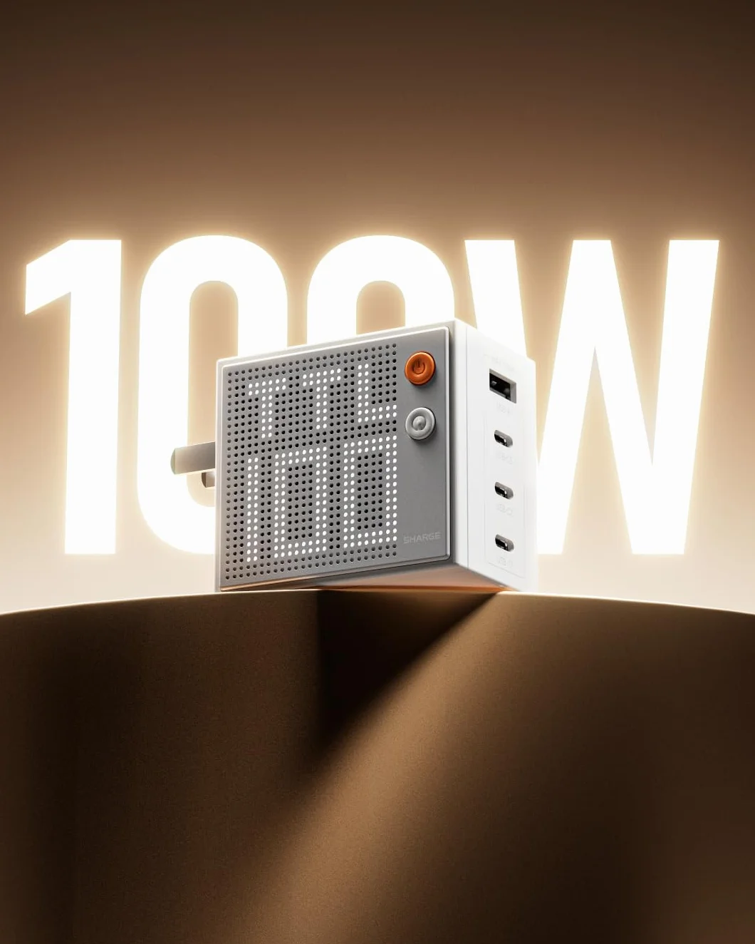 Sharge Pixel 100W White 4 Portowa GaN Ładowarka USB-C USB-A PD QC Technologia GaN