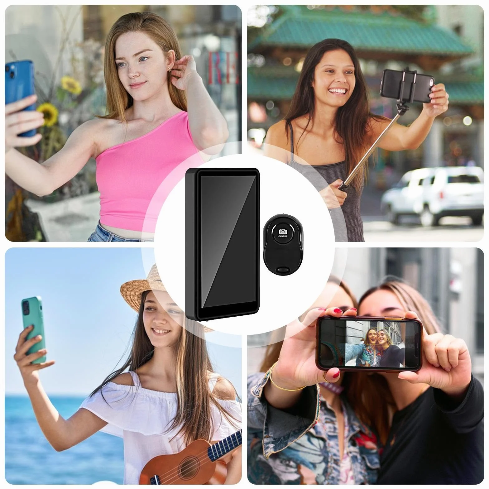 Monitor Kamery Tylnej Bezprzewodowy Monitor do Selfie z Nagrywaniem | Przenośne Akcesoria do Nagrywania Vlogowania i Fotografii Smartfonem Domowe i Podróżne