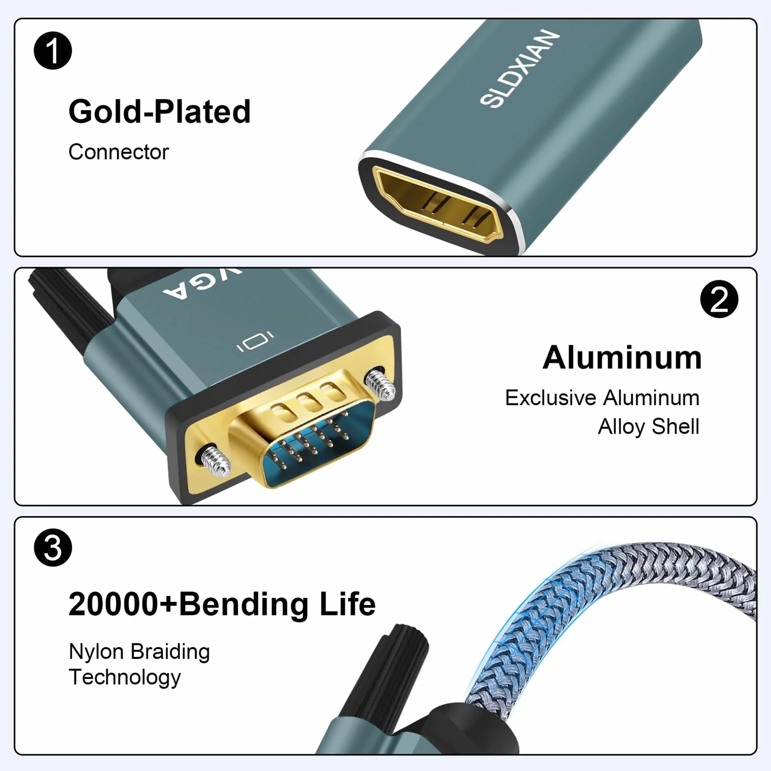 Adapter HDMI na VGA żeński na męski 1080P 15 cm