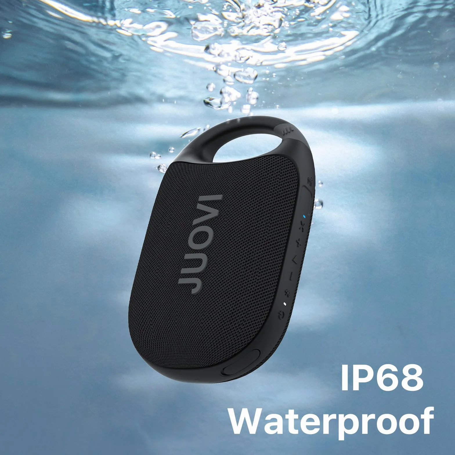JUOVI CLIP J1 Bluetooth Speaker Portable Speaker z czasem odtwarzania 24h | wodoodporność IP68, zintegrowany karabińczyk, tryb Beat, idealny dla sportu zewnętrznego, imprez, podróży, plaży i użytku w