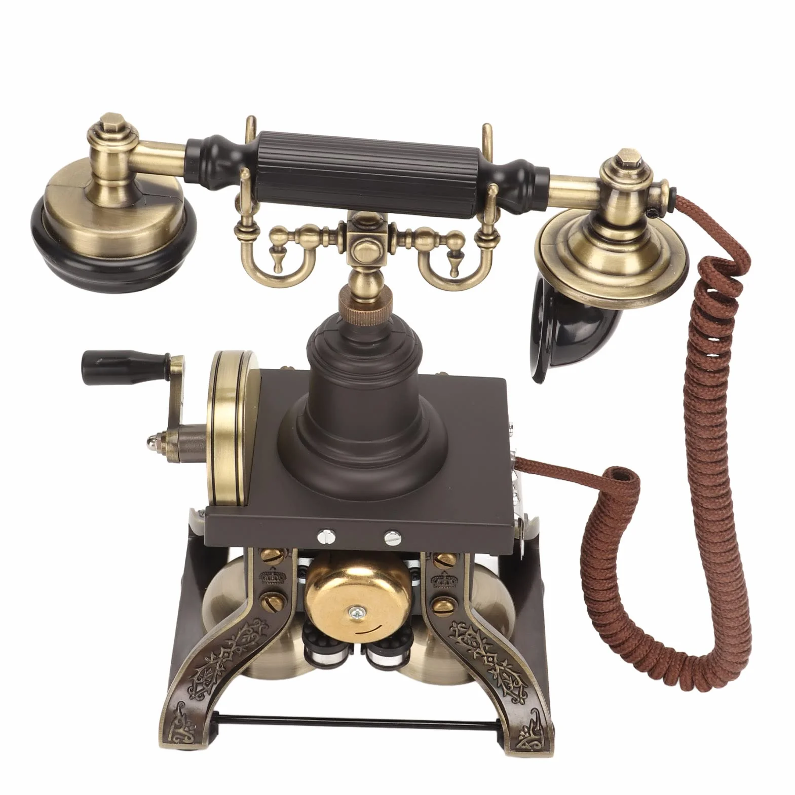 Alomejor Antyczny Telefon Przewodowy Telefon Stacjonarny z tarczą obrotową w Stylu Vintage do Wystroju Wnętrz Stop Cynku w Stylu Retro