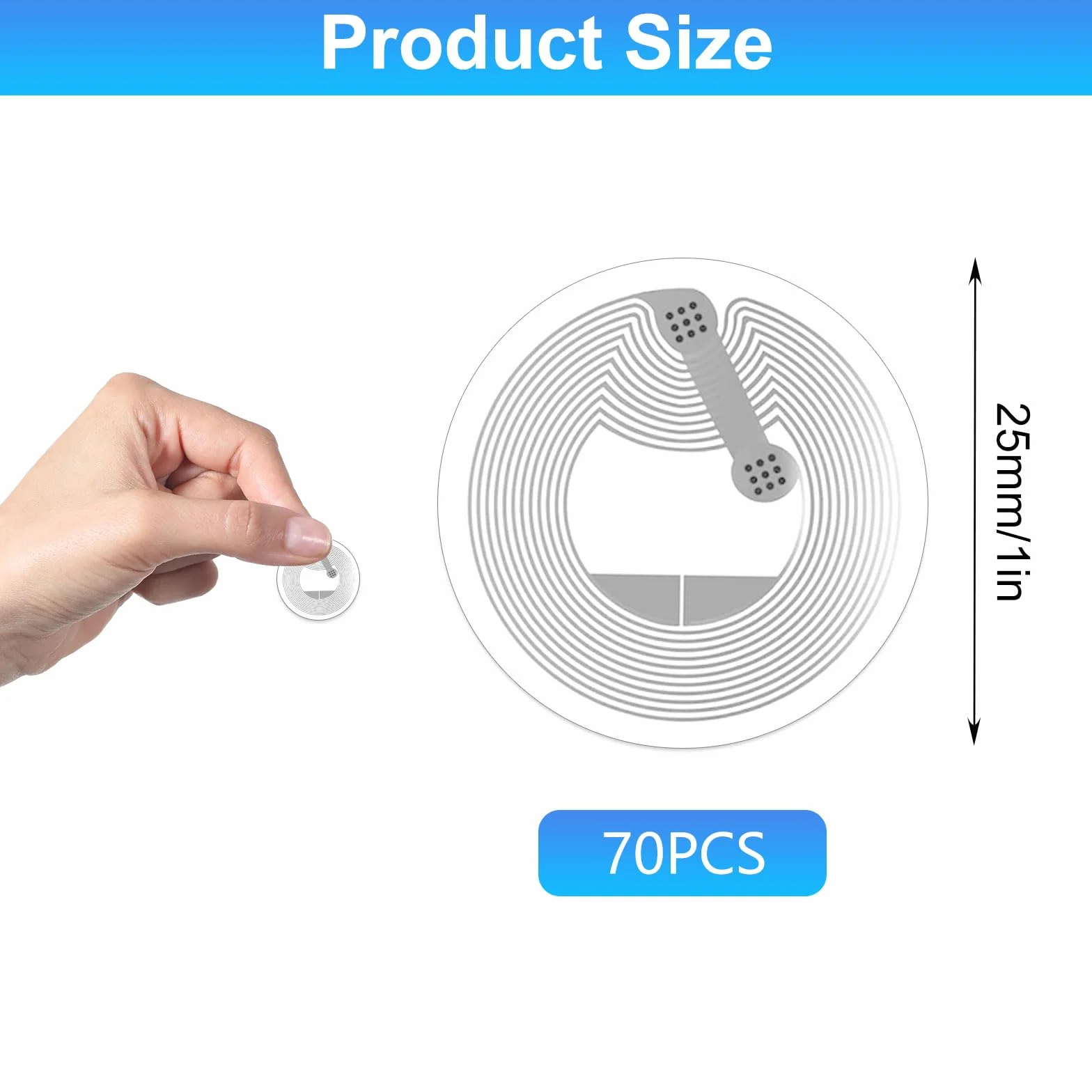 70 sztuk naklejek NFC Tag 25mm naklejki NFC Ntag215 NFC 215 Tag nadpisywalne karty NFC programowalne 492 bajtów pamięci NFC Chip NFC Card NFC naklejki dla wszystkich urządzeń z obsługą NFC