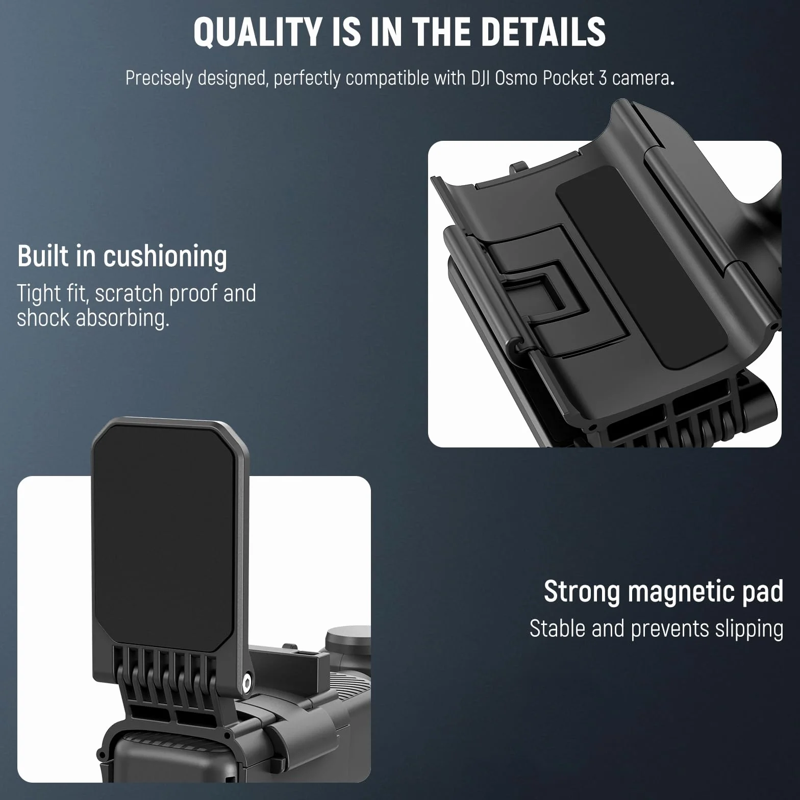 NEEWER Basics AC015 magnetyczny stojak do montażu kompatybilny z DJI Osmo Pocket 3, regulowany plastikowy uchwyt na aparat fotograficzny 180°, akcesoria wielofunkcyjne, adapter rozszerzeniowy do